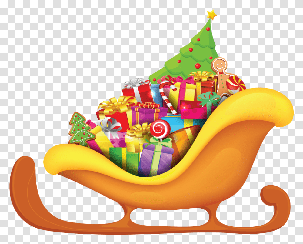 Christmas Gifts Image Santa Claus With Gifts And Reindeer, Birthday Cake, Dessert, Food, Graphics Transparent Png