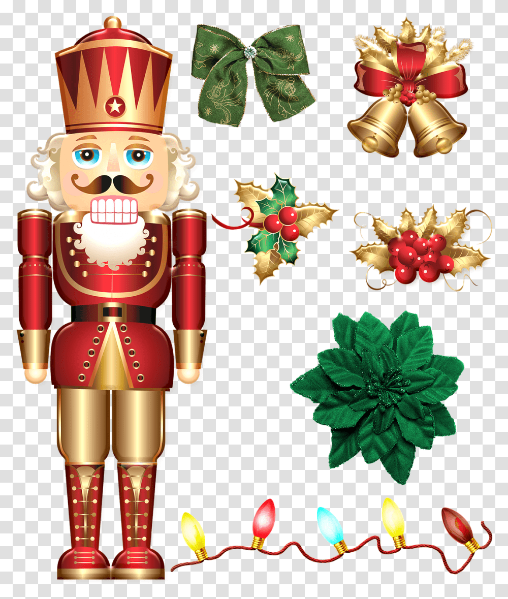Christmas Gold And Red Deco Holiday Nutcracker Clip Art, Plant, Floral Design, Pattern, Graphics Transparent Png