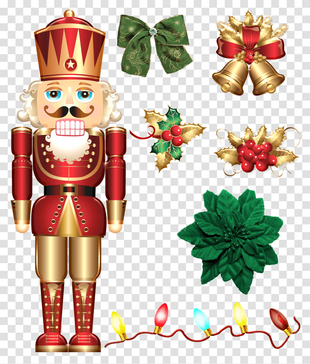 Christmas Gold And Red Deco Nutcracker Lights Christmas Nutcracker Design, Plant Transparent Png