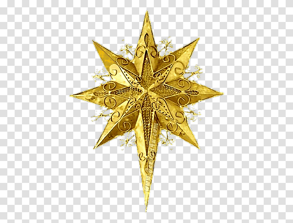 Christmas Gold Star Catholic Christmas Symbols, Cross, Star Symbol, Ornament Transparent Png