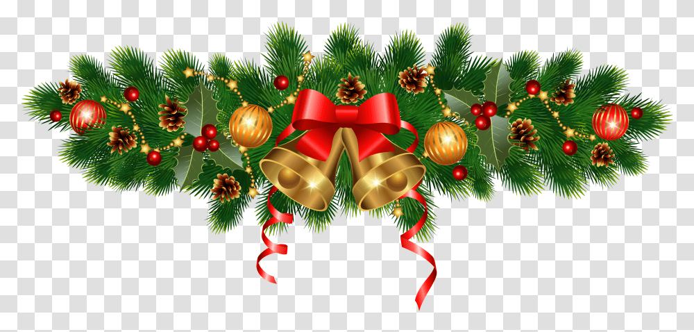 Christmas Golden Bells And Ornaments Decoration Clipart Decor Transparent Png