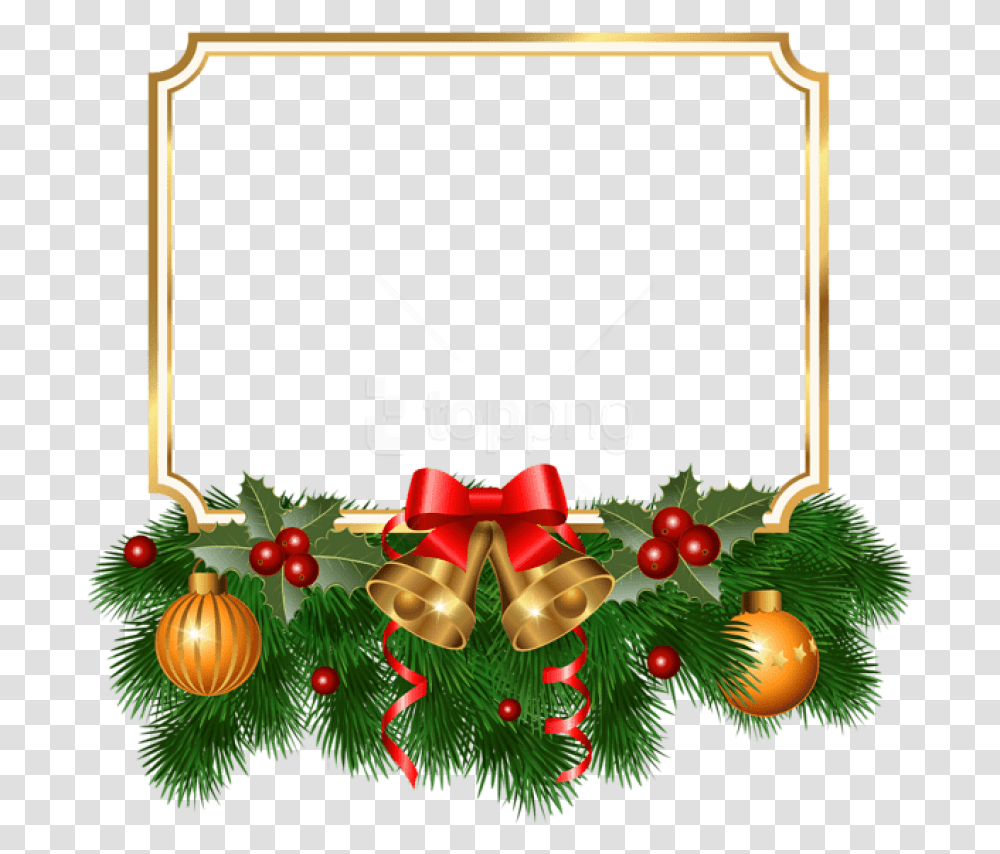 Christmas Golden Free Christmas Frame Clipart Frame Christmas Border, Tree, Plant, Ornament, Greeting Card Transparent Png