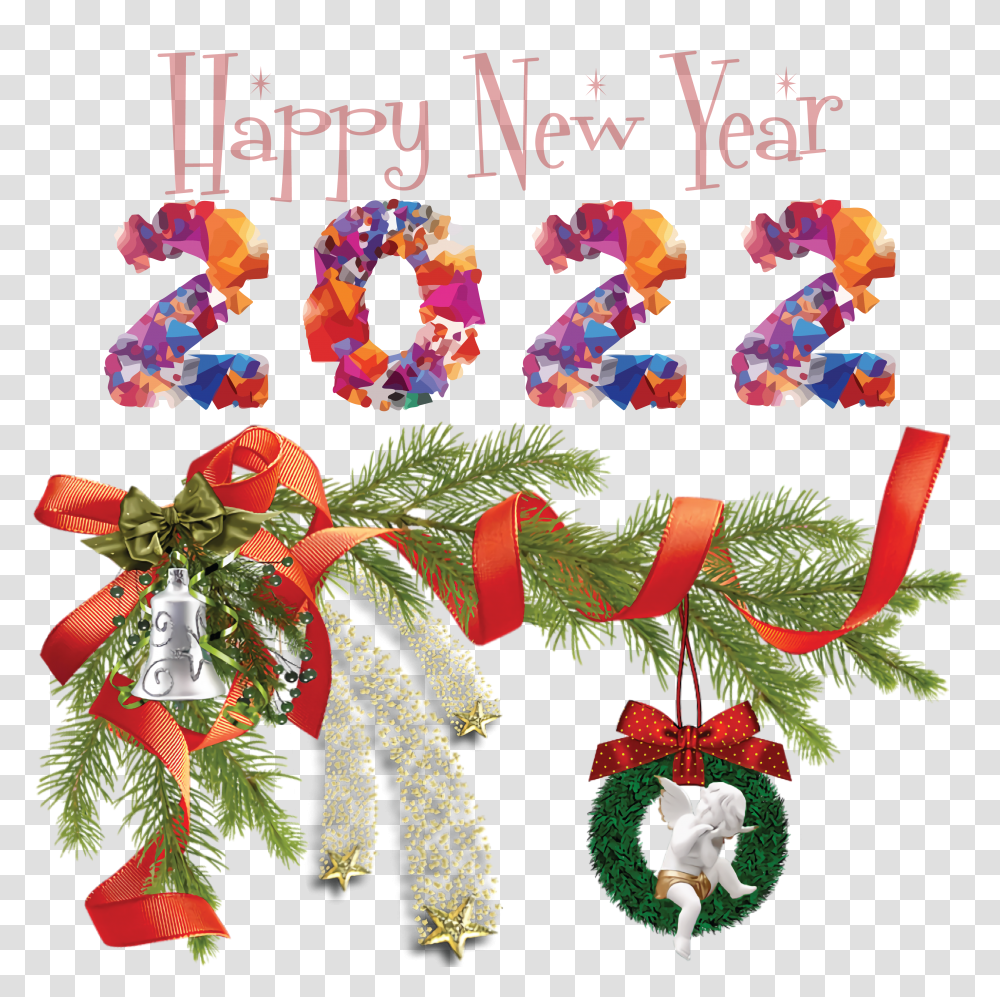 Christmas Graphics New Year Christmas Day For New Year 2022, Text, Plant, Tree, Wreath Transparent Png