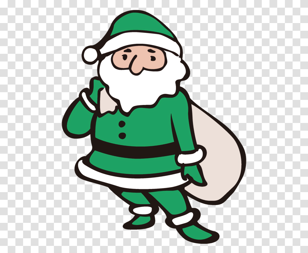 Christmas Green Cartoon Santa Claus For Santa Claus Green Clipart, Elf Transparent Png