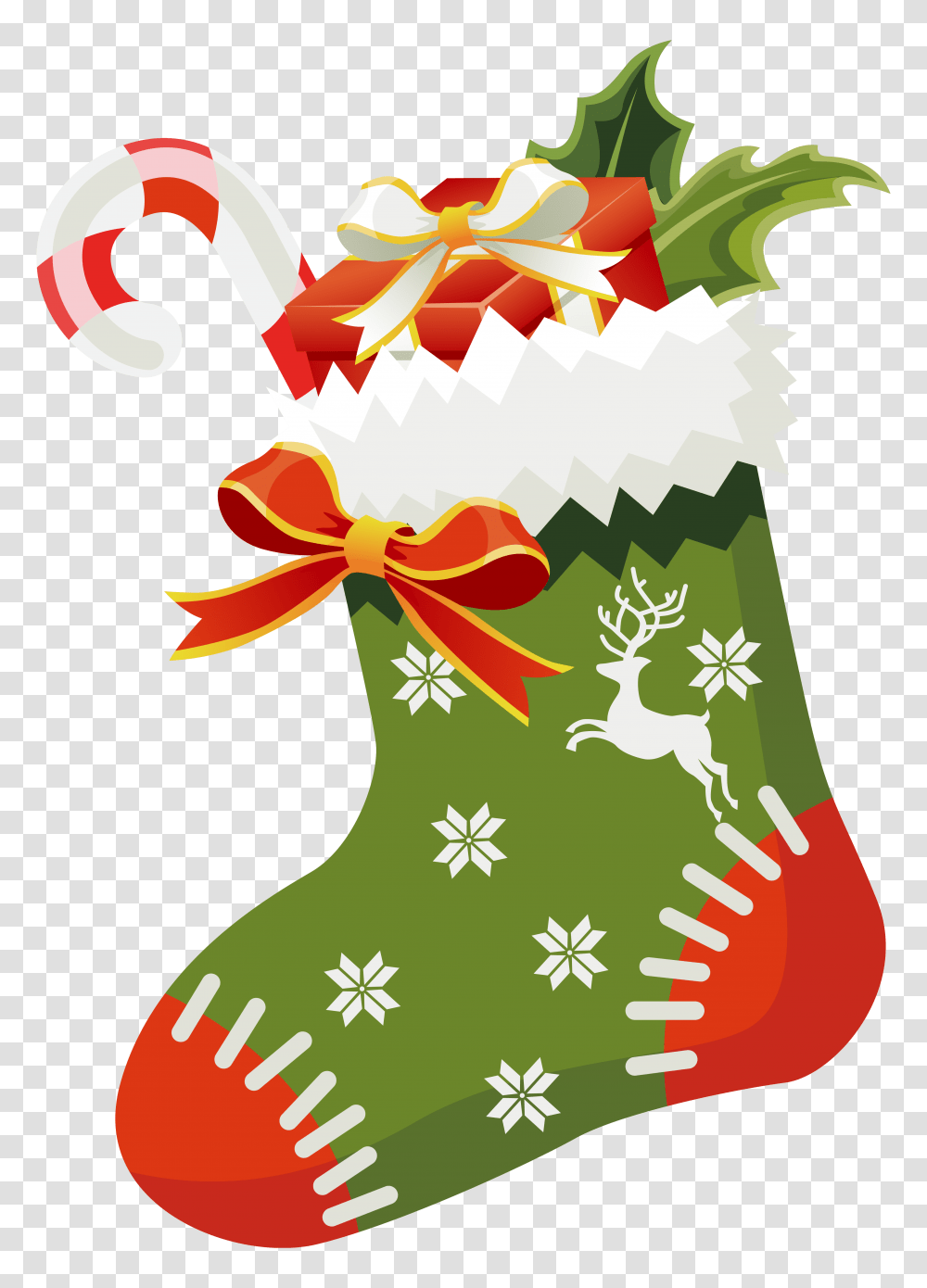 Christmas Green Stocking Clipart, Gift, Christmas Stocking Transparent Png