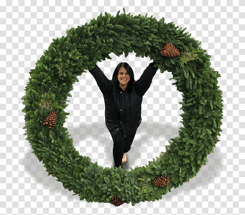 Christmas Greenery Wreath, Person, Human Transparent Png