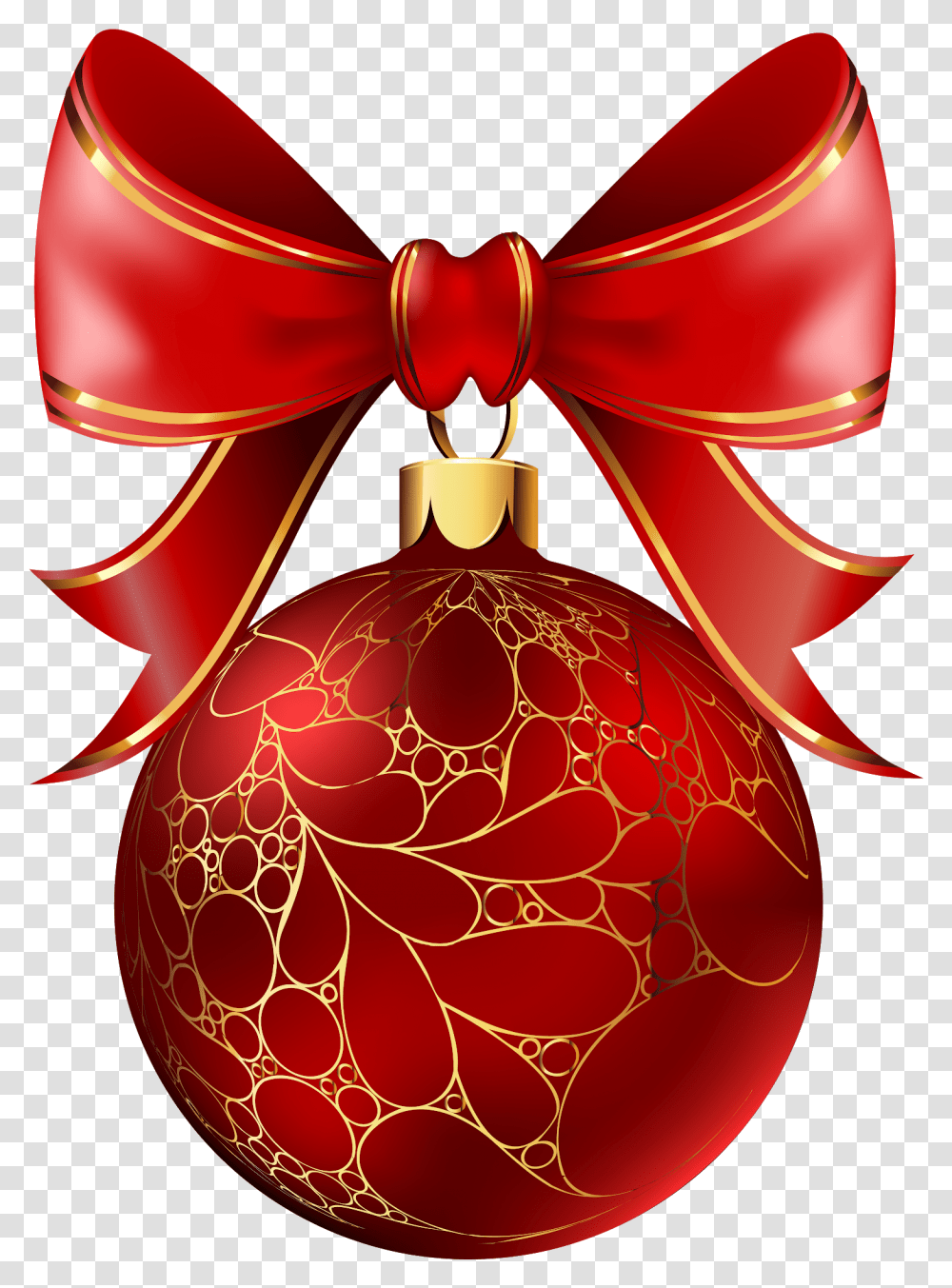 Christmas Hanging Ball Christmas Image & Clipart Christmas Bauble With Bow, Ornament, Pattern, Lamp, Fractal Transparent Png