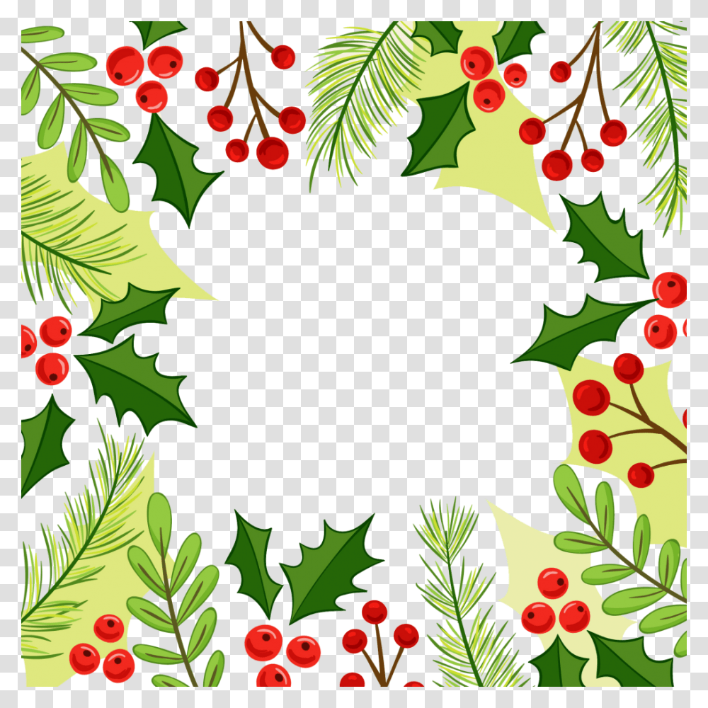 Christmas Holly Border, Plant, Floral Design Transparent Png