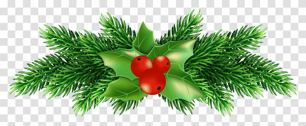 Christmas Holly Pine Clip Art Image Happy Holidays Background Transparent Png