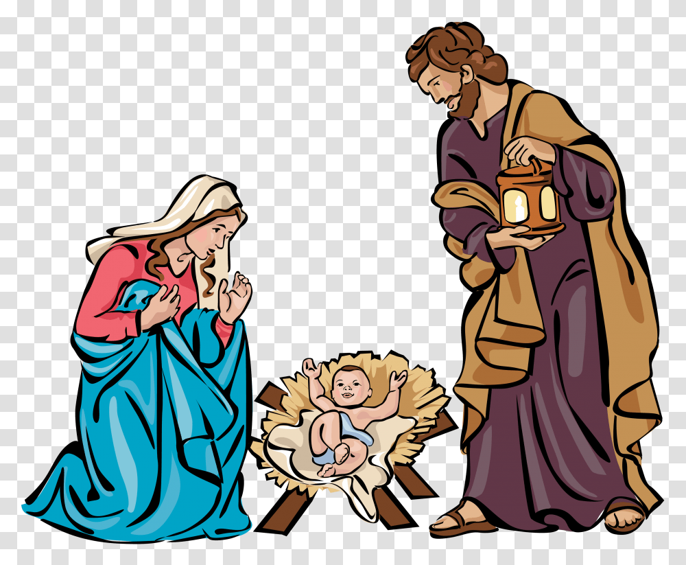 Christmas Holy Family Clip Art Churches Religious, Person, Human, Drawing, People Transparent Png