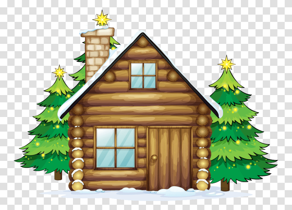 Christmas House With Chimney, Housing, Building, Cabin, Log Cabin Transparent Png
