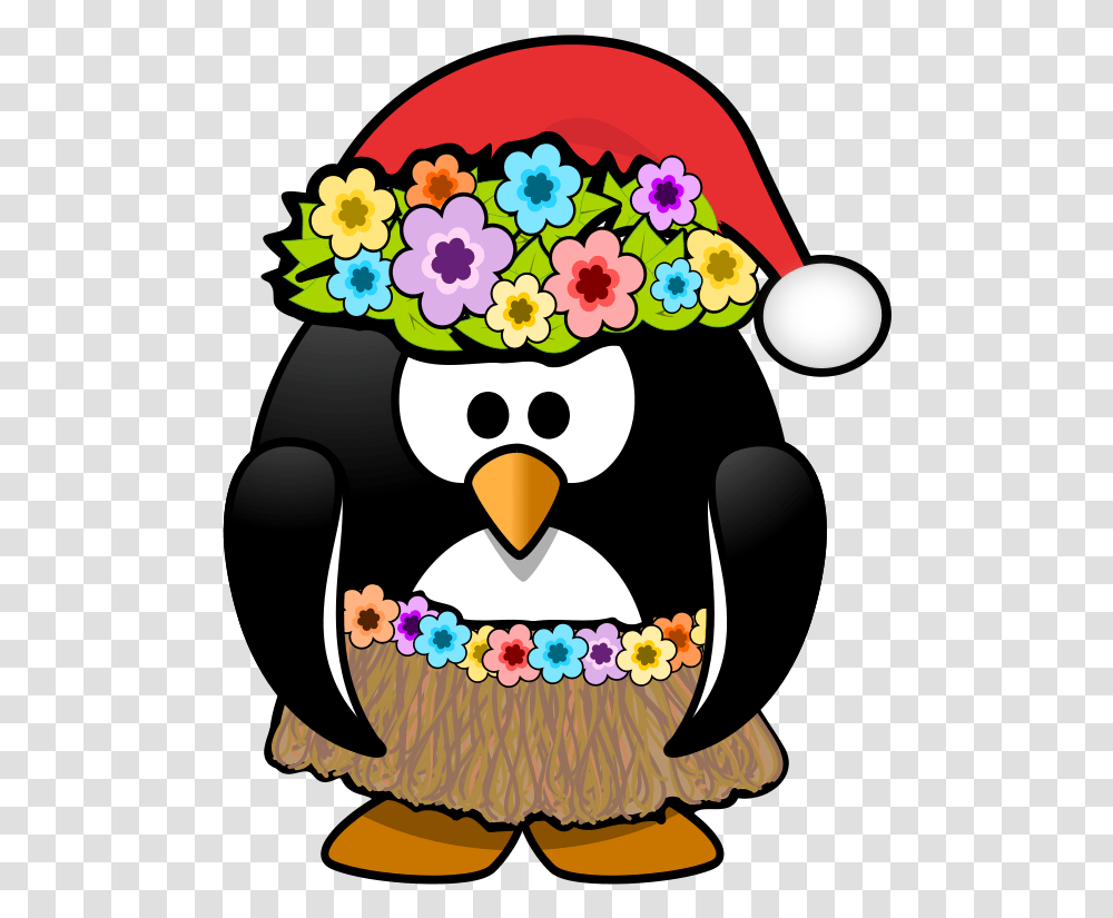 Christmas In July Penguin Hawaiian Penguin Clipart, Bird, Animal, Flower Transparent Png