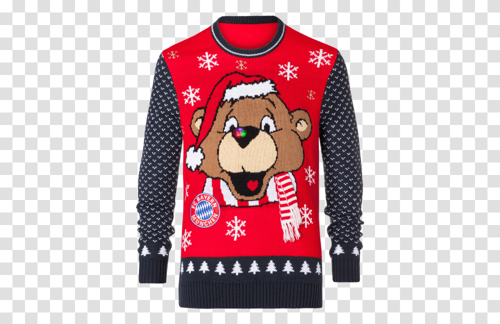 Christmas Jumper Fc Bayern Christmas Sweater, Apparel, Sleeve, Long Sleeve Transparent Png