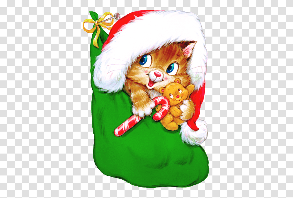 Christmas Kitten With Candy 950446 Images Christmas Kitten Clipart, Cushion, Pillow, Clothing, Sweets Transparent Png