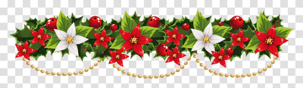 Christmas Mistletoe Garland With Pearls, Plant, Floral Design Transparent Png