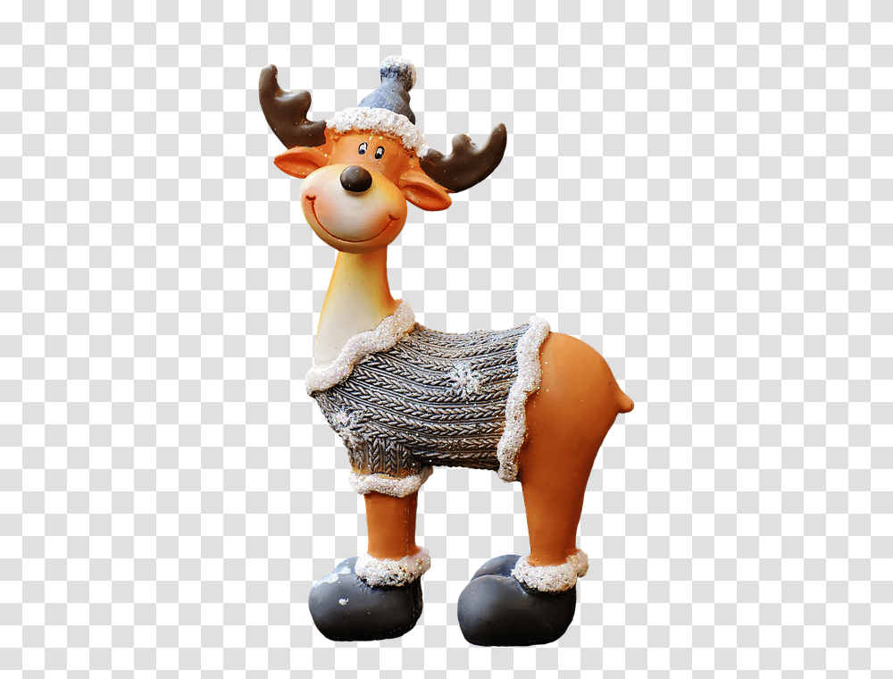 Christmas Moose Santa Hat Fun Funny Cute Deco Christmas Moose Funny, Figurine, Toy, Animal Transparent Png