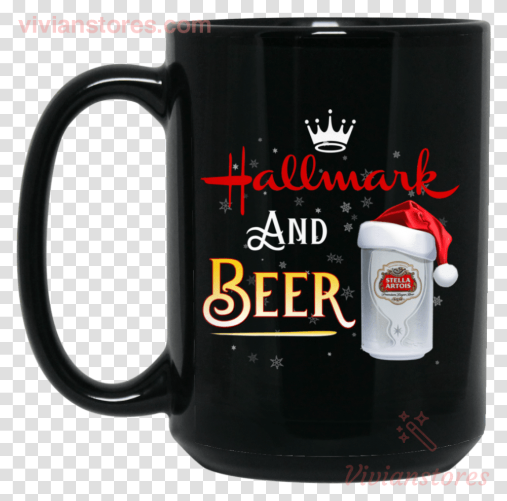 Christmas Mug Hallmark And Beer Stella Artois Black Beer, Coffee Cup, Stein, Jug, Alcohol Transparent Png