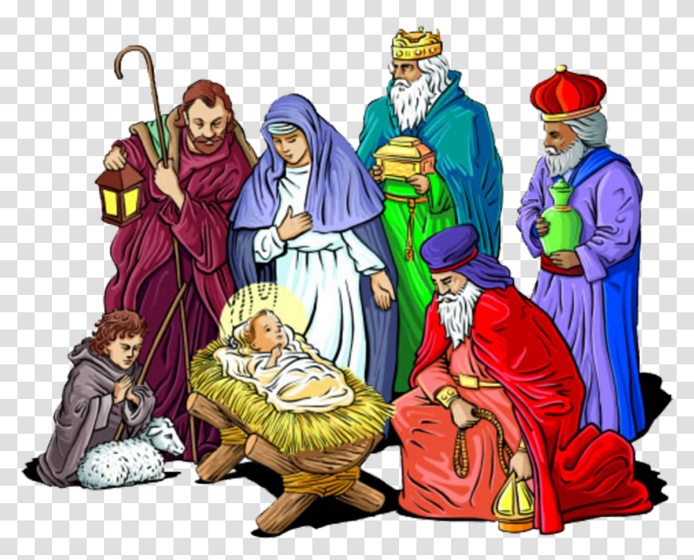 Christmas Nativity Files Mary And Joseph Christmas Story, Person, People, Art, Crowd Transparent Png