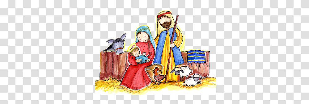 Christmas Nativity Scene Clipart Free Clipart, Painting, Comics, Book, Leisure Activities Transparent Png