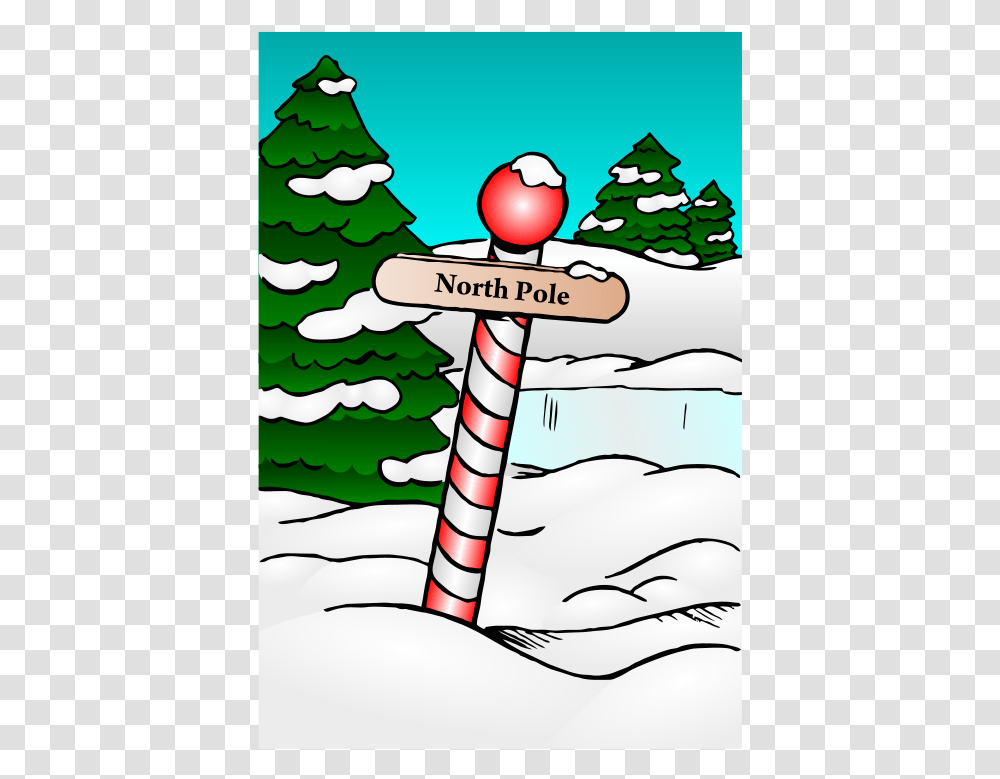 Christmas North Pole Cartoon, Tree, Plant, Ornament, Christmas Tree Transparent Png