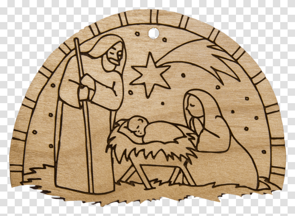 Christmas Ornament Nativity Semi Circle Creche De Noel Coloriage, Pattern, Rug, Symbol, Art Transparent Png