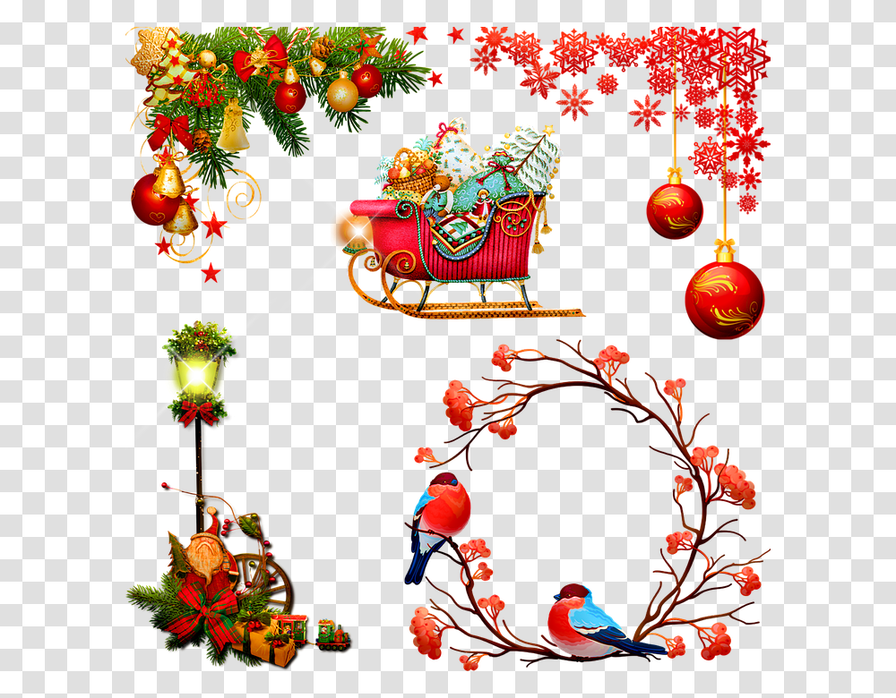 Christmas Ornaments Wreath Lights Ornament Snegiri Na Ryabine Risunok, Pattern, Tree, Plant Transparent Png