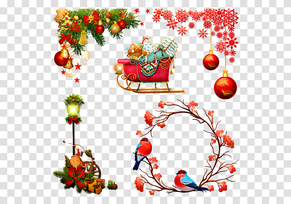 Christmas Ornaments Wreath Lights Ornament Snegiri Na Ryabine Risunok, Tree, Plant, Pattern, Festival Transparent Png