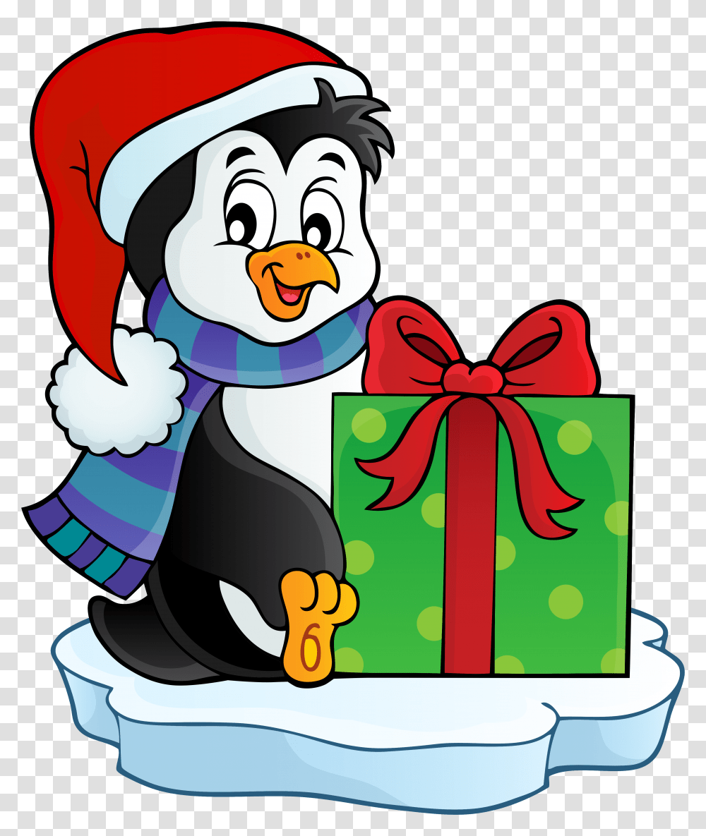 Christmas Packages Clipart Banner Black And White Download Christmas Penguin Clip Art, Gift Transparent Png