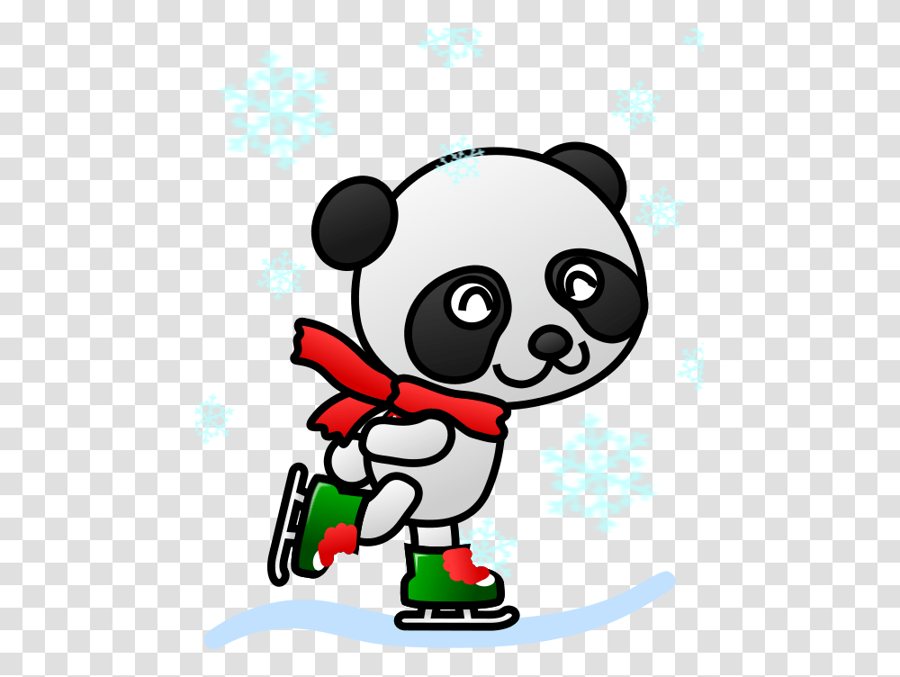 Christmas Panda Clipart Animals Ice Skating Clipart, Poster, Doodle Transparent Png