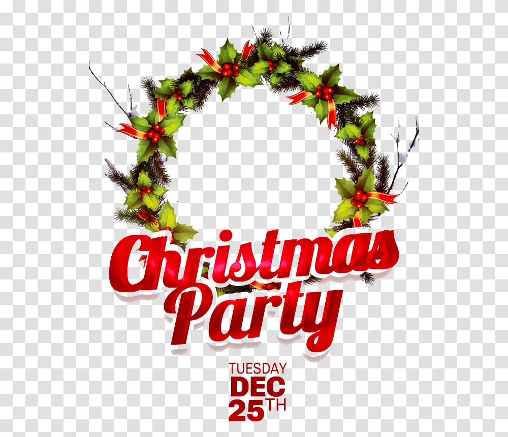 Christmas Party Free Christmas Party, Wreath, Alphabet, Text, Plant Transparent Png