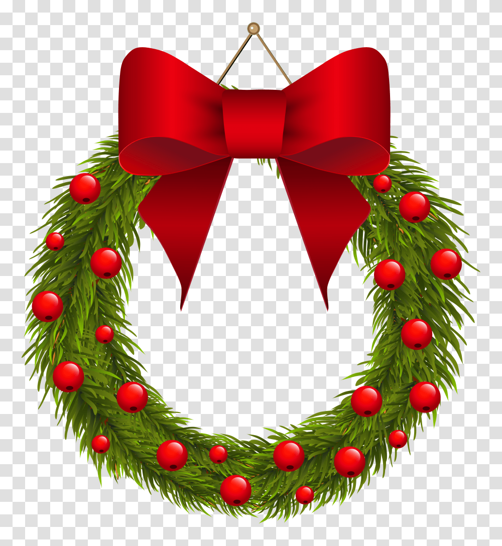 Christmas Pine Wreath With Red Bow Clipart Picture Transparent Png