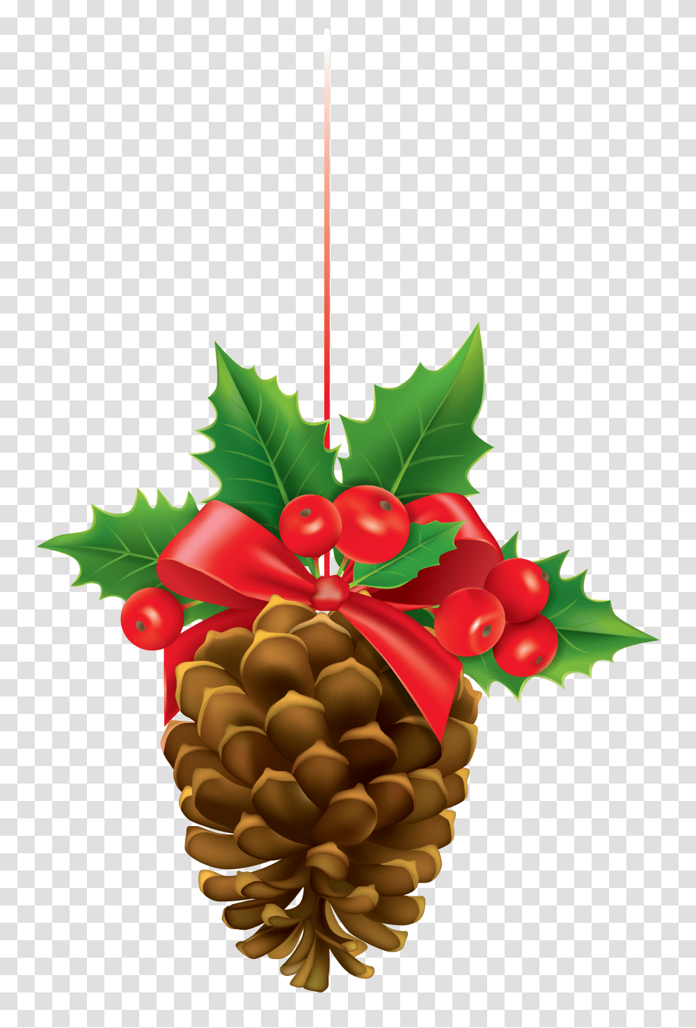 Christmas Pinecone With Mistletoe Clipart Gallery, Plant, Fruit, Food, Tree Transparent Png
