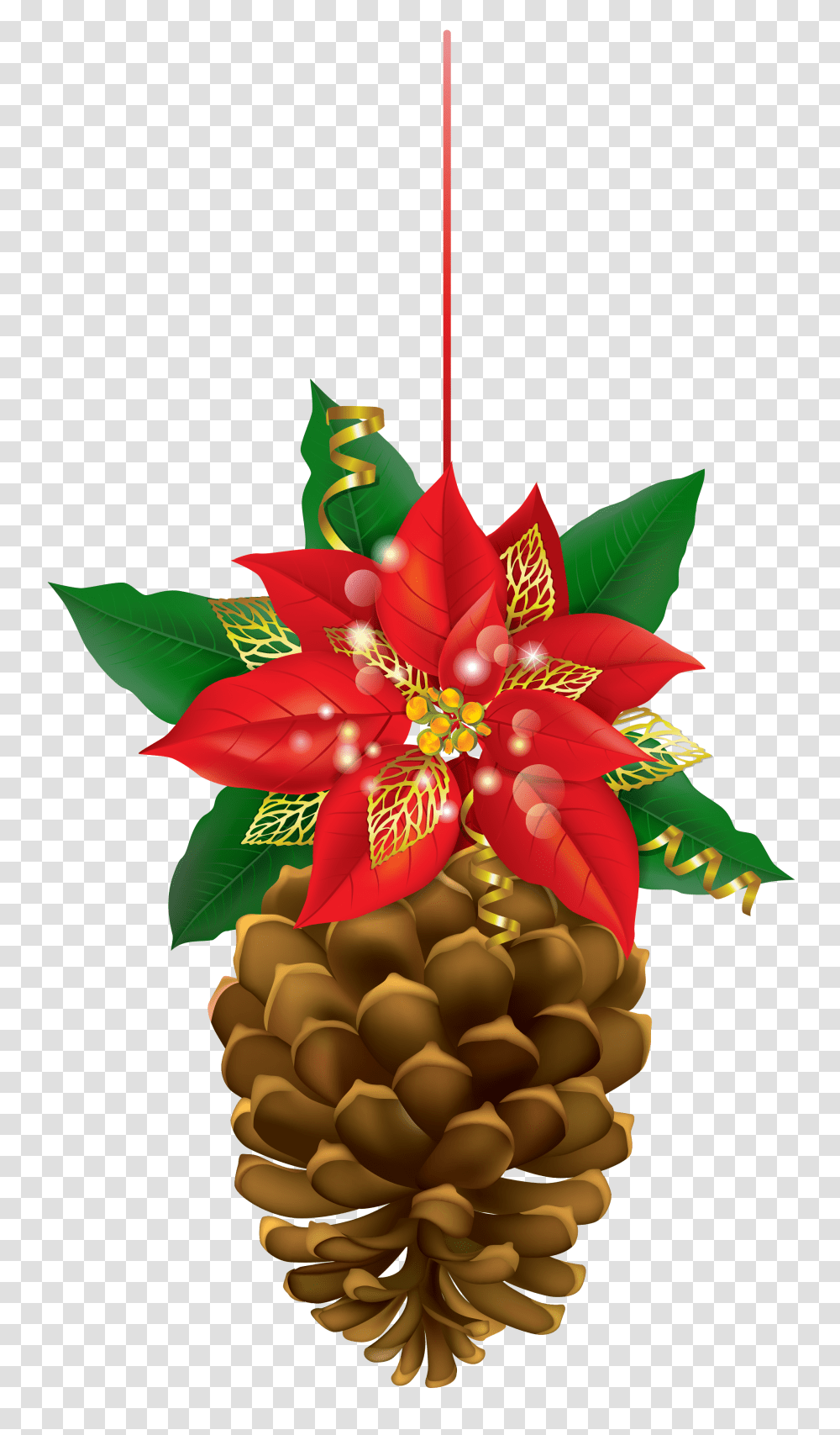 Christmas Pinecone With Poinsettia Clipart Gallery, Plant, Tree, Pattern Transparent Png