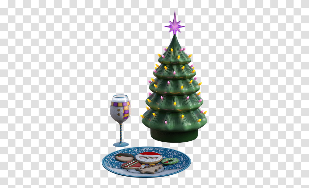 Christmas Place Setting For Santa Christmas Tree, Ornament, Plant, Glass, Goblet Transparent Png
