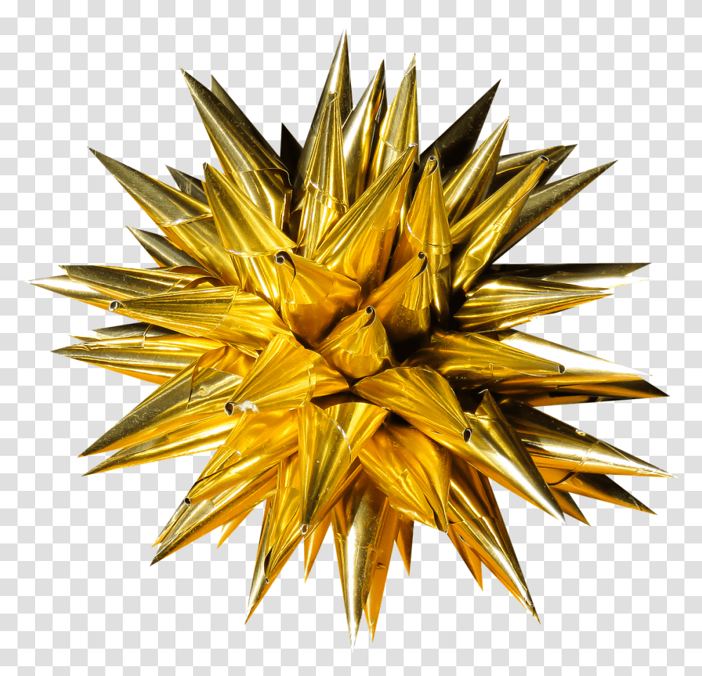 Christmas Poinsettia Star Decoration Christmas Day, Gold, Aluminium, Crystal Transparent Png