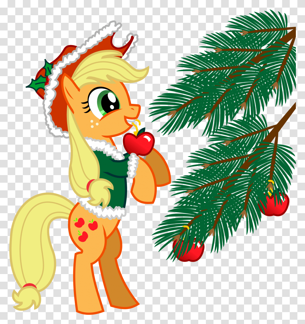 Christmas Pony Clipart Pony Friendship Is Magic Applejack, Tree, Plant, Conifer Transparent Png
