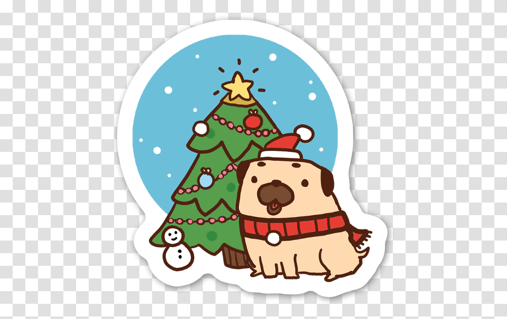 Christmas Pug Stickerapp Pug Navidad, Tree, Plant, Christmas Tree, Ornament Transparent Png