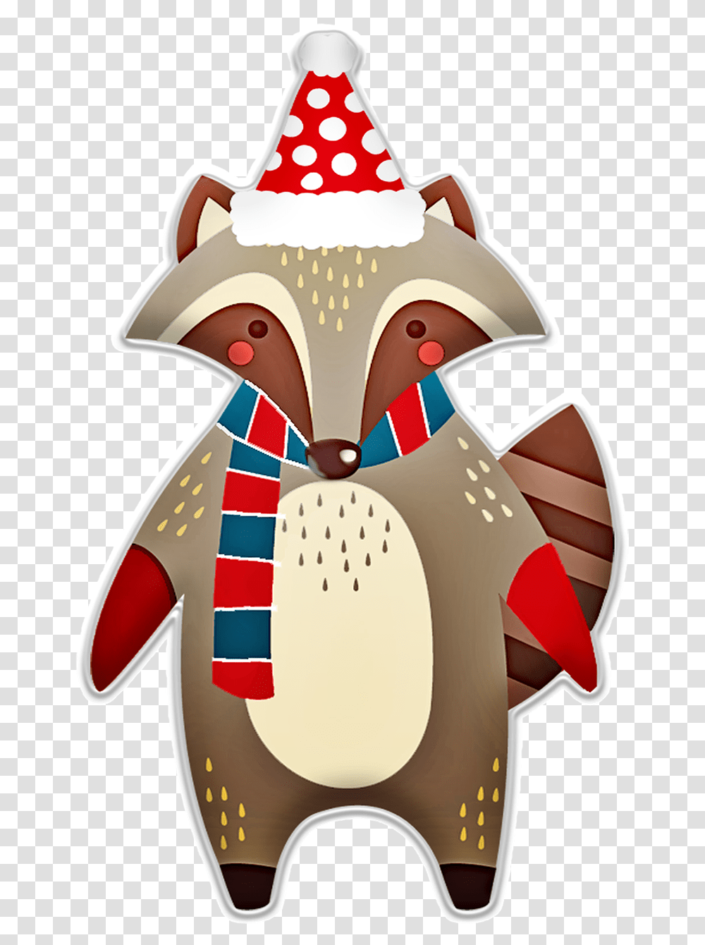 Christmas Raccoon Hat Scarf Winter Animal Raccoon Raccoon Christmas, Label, Birthday Cake, Dessert Transparent Png