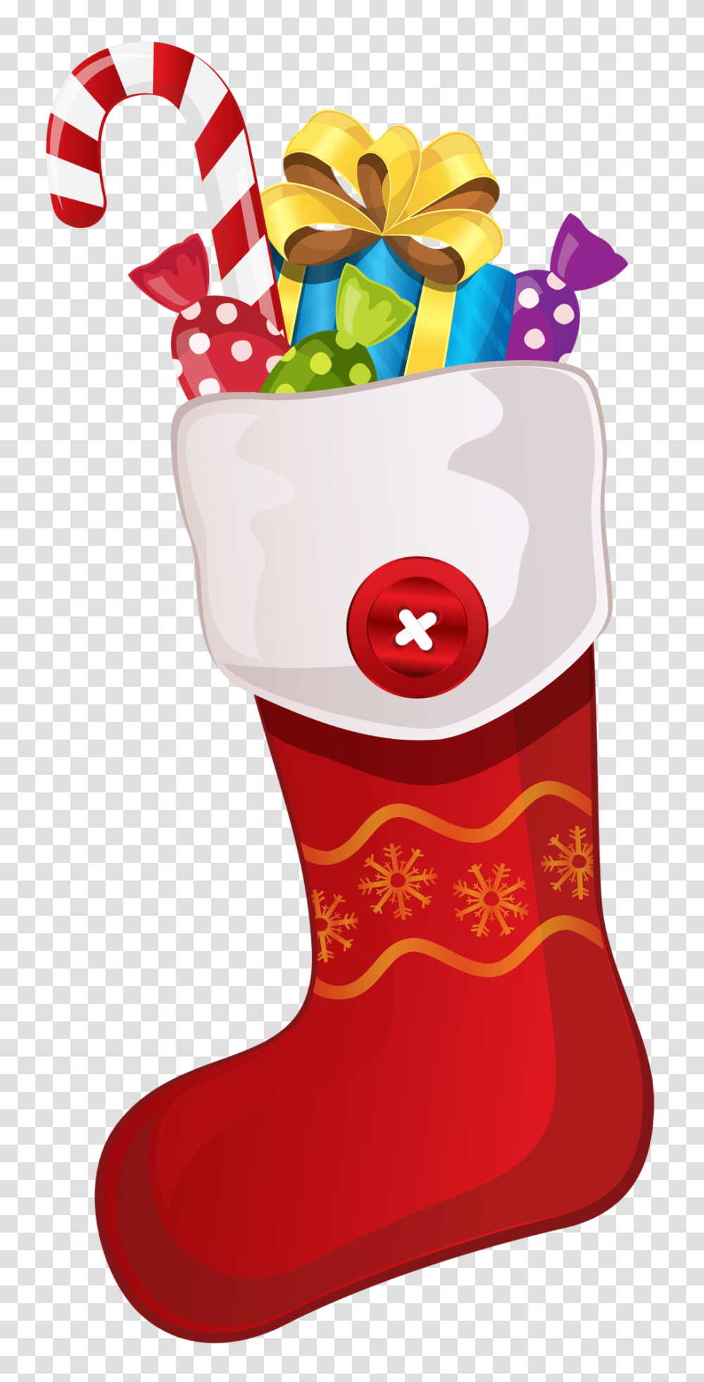 Christmas Red Christmas Stocking With Candy Cane Clipart, Gift, Sweets, Food, Confectionery Transparent Png