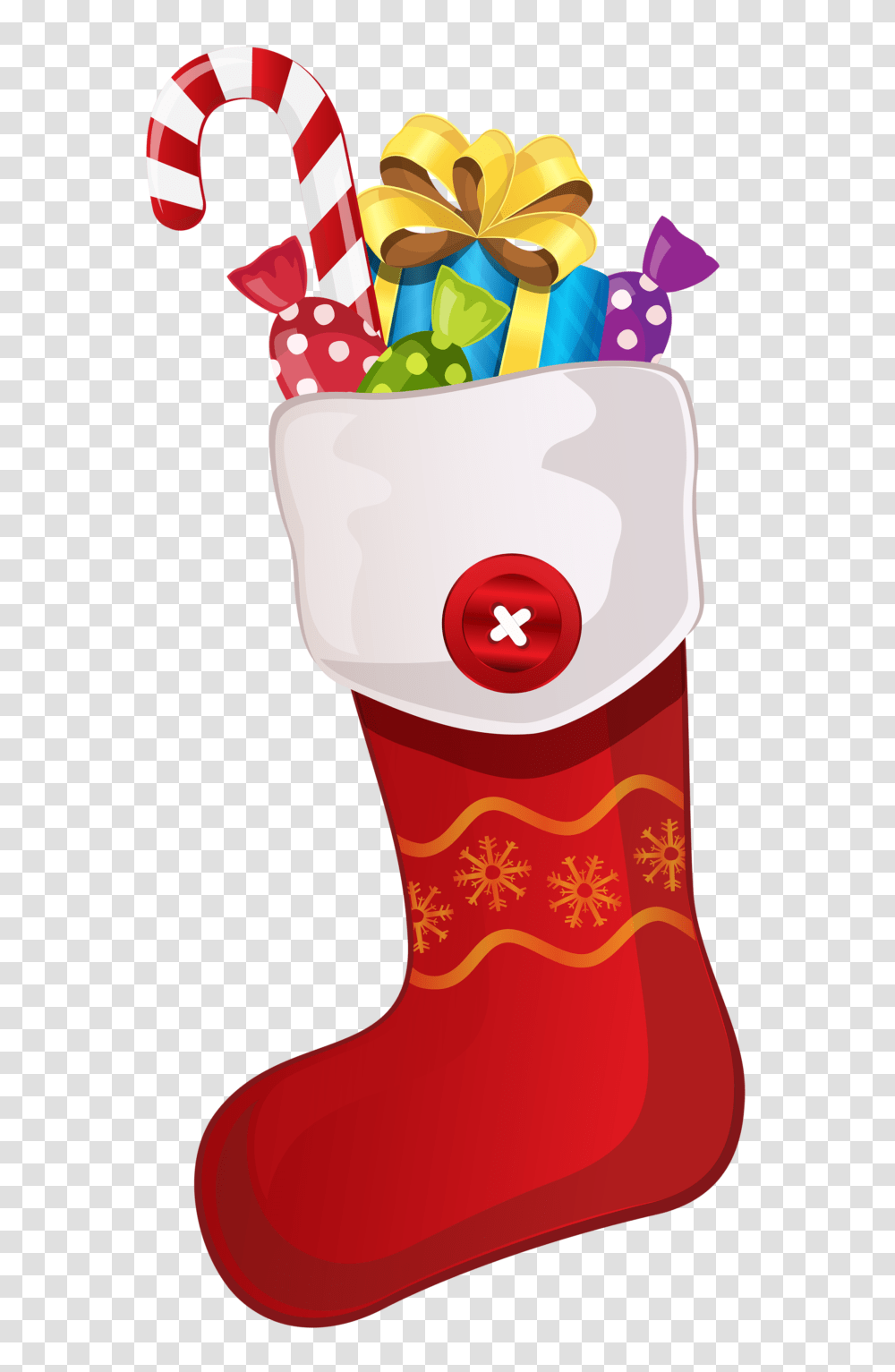 Christmas Red Christmas Stocking With Candy Cane Clipart, Gift, Sweets, Food, Confectionery Transparent Png