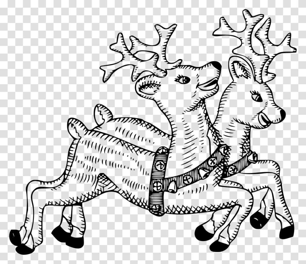 Christmas Reindeer Clipart Black And White, Gray, World Of Warcraft Transparent Png