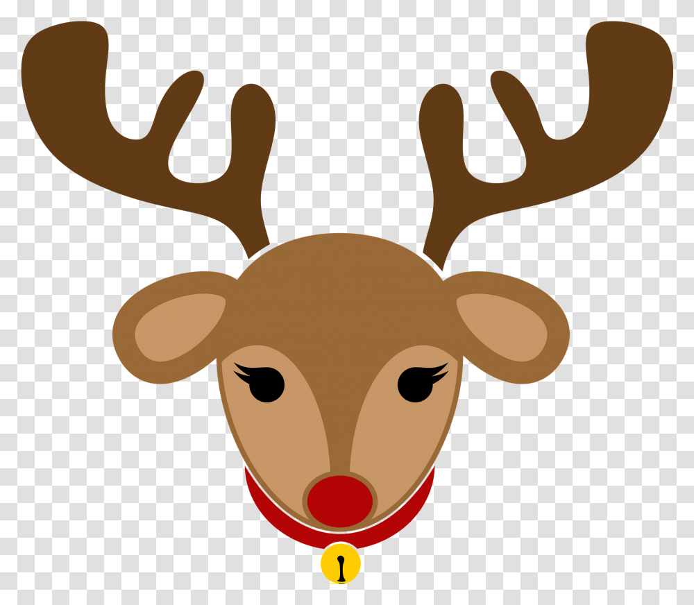 Christmas Reindeer Face Clipart Free Download Christmas Reindeer Cartoon Face, Wildlife, Mammal, Animal, Elk Transparent Png