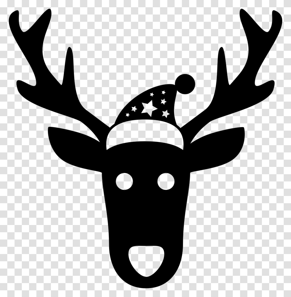 Christmas Reindeer Frontal Head Santa Icon, Stencil, Cross, Antler Transparent Png