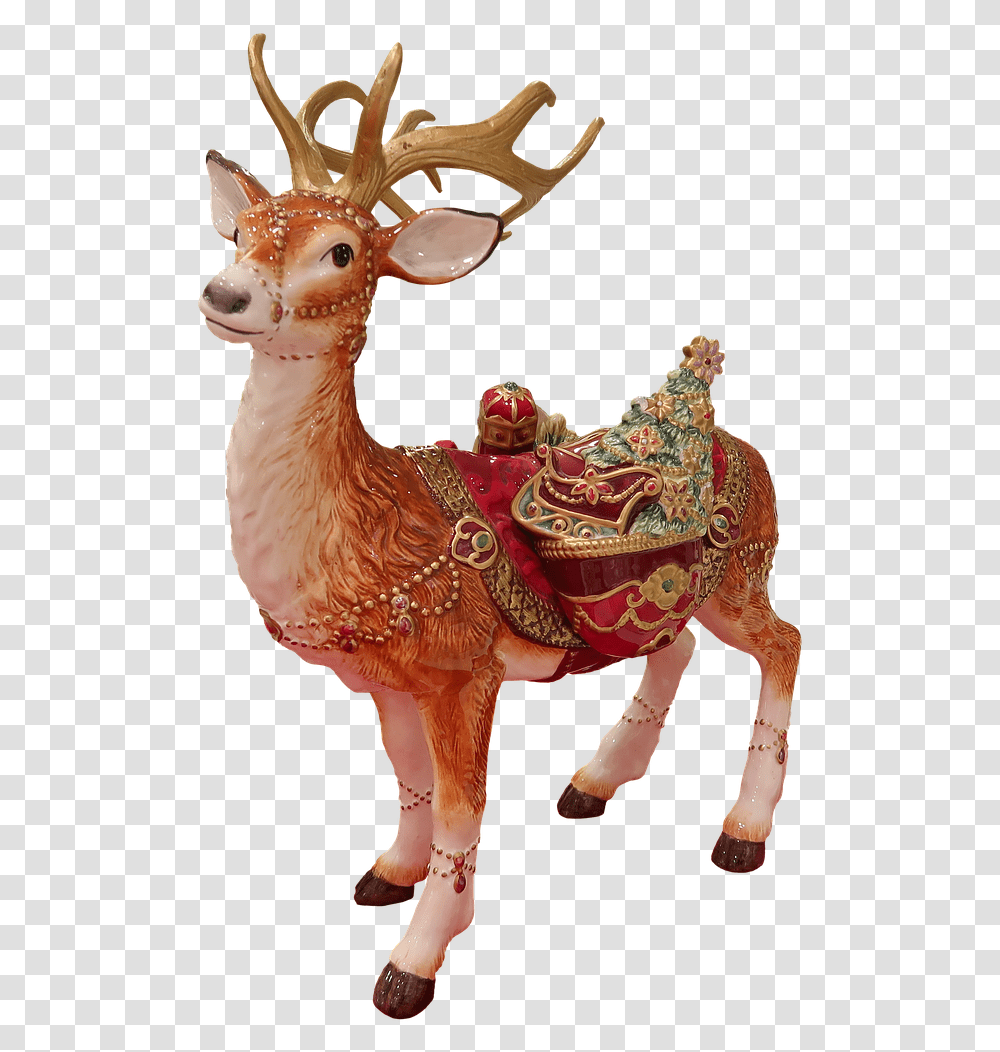 Christmas Reindeer Hirsch Figure Gifts Free Image From Elk, Animal, Mammal, Figurine, Toy Transparent Png