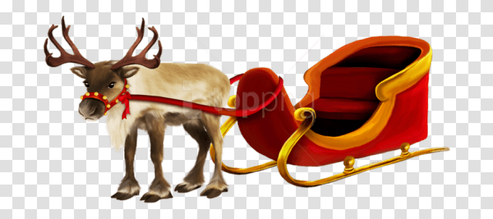Christmas Reindeer Reindeer And Sleigh, Strap, Dog, Pet, Canine Transparent Png