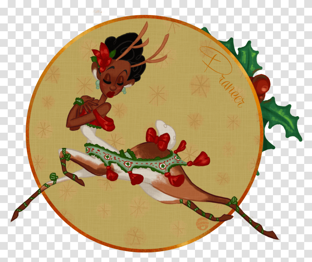 Christmas Reindeer Santa Festive Vintage Holidays Clipart Reindeer, Pattern, Embroidery, Floral Design Transparent Png