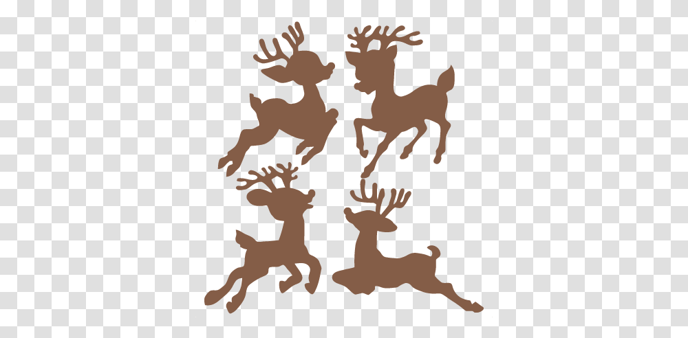 Christmas Reindeer Set Scrapbook Cute Clipart, Silhouette, Horse, Mammal, Animal Transparent Png