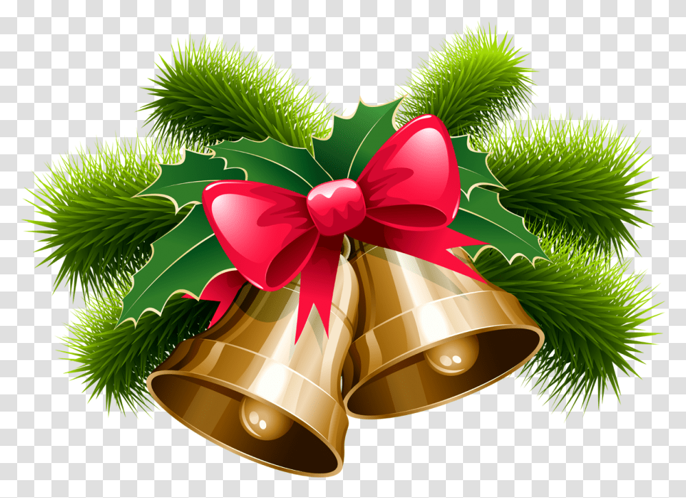 Christmas Ribbon Bell Holly New Year Bell, Lamp, Apparel Transparent Png