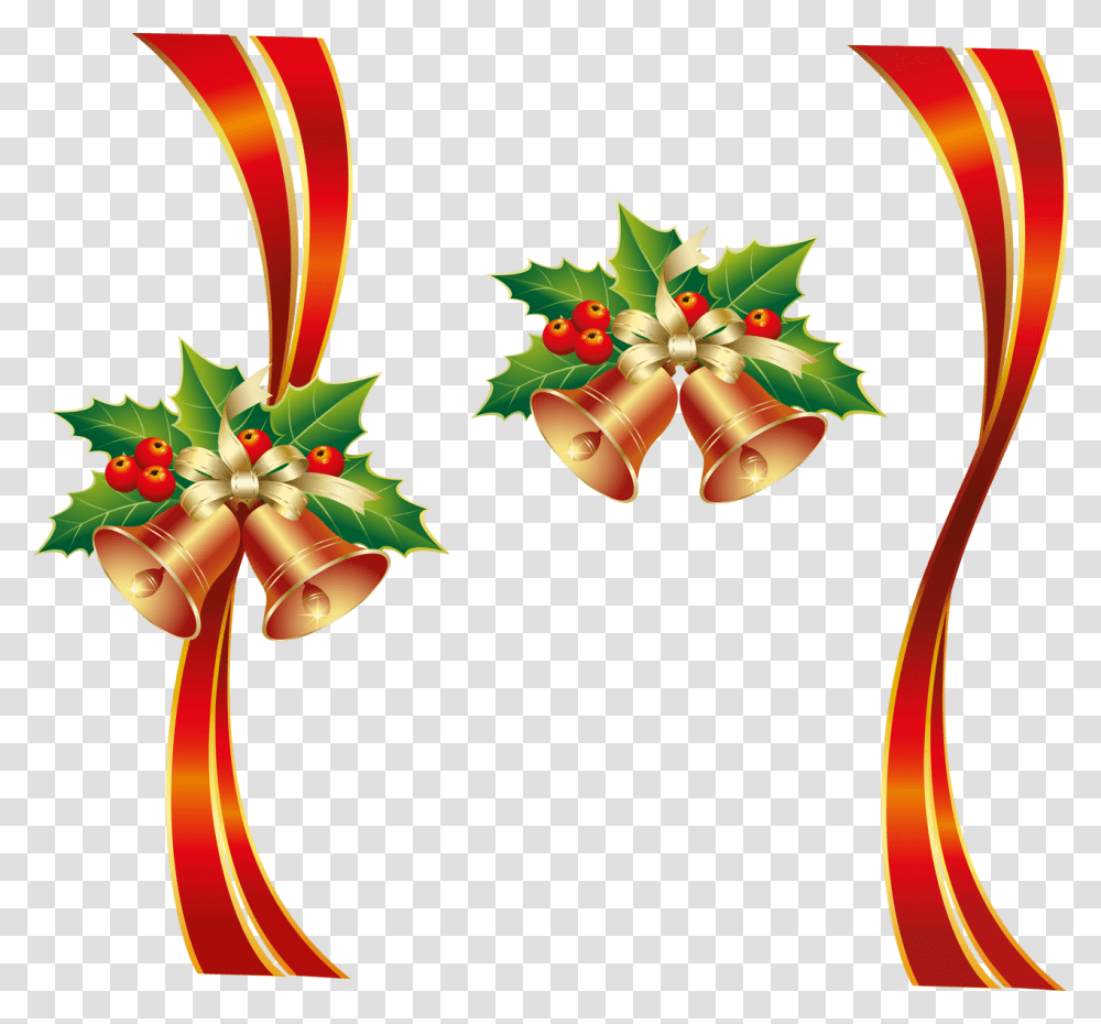 Christmas Ribbon Bells, Floral Design, Pattern Transparent Png