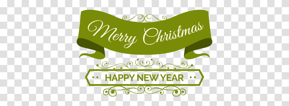 Christmas Ribbon New Year Badge Happy New Year Doodles Green, Text, Label, Liquor, Alcohol Transparent Png